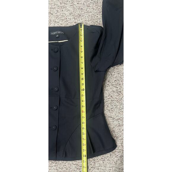 Albert Nipon Black Tailored Blazer Button Closure Minimalist Classic Size 10 - Picture 4 of 8